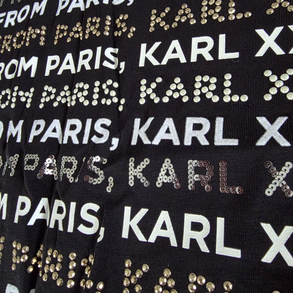 Karl Lagerfeld Black Tee with White and Silver Accents - Picture 7 of 11